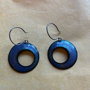 Artisan Metallic blue loop style earrings